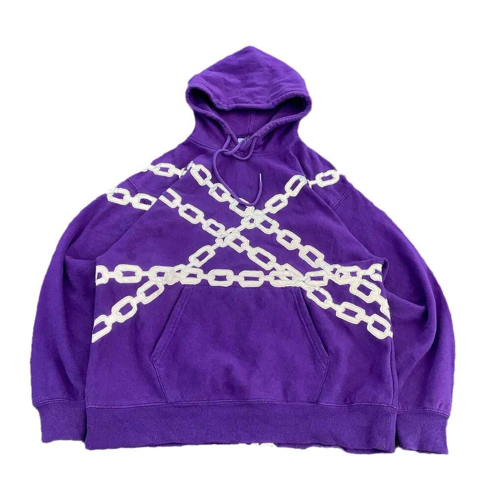 International Station Winter Trendy Men's and Women's Same Style Purple Shackle Embroidered Hoodie