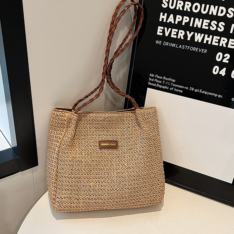 2025 New Classic Summer Beach Vacation Straw Woven Women's Fashion Commuter Shoulder Bag Large Capacity Handbag #swissmilitary