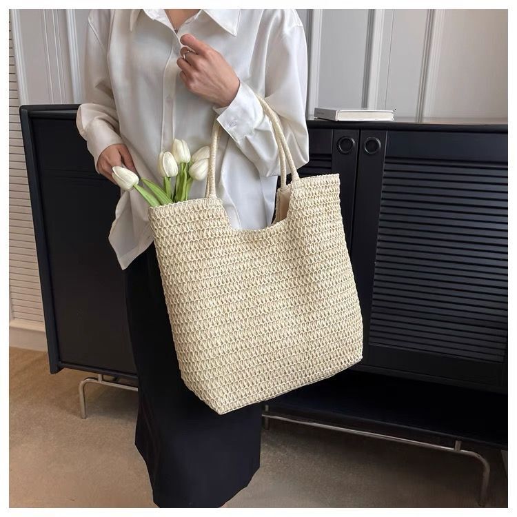 2025Summer Seaside Leisure Vacation Large Capacity for Women Fashion Straw Tote Simple Handheld Shoulder Bag #swissmilitary