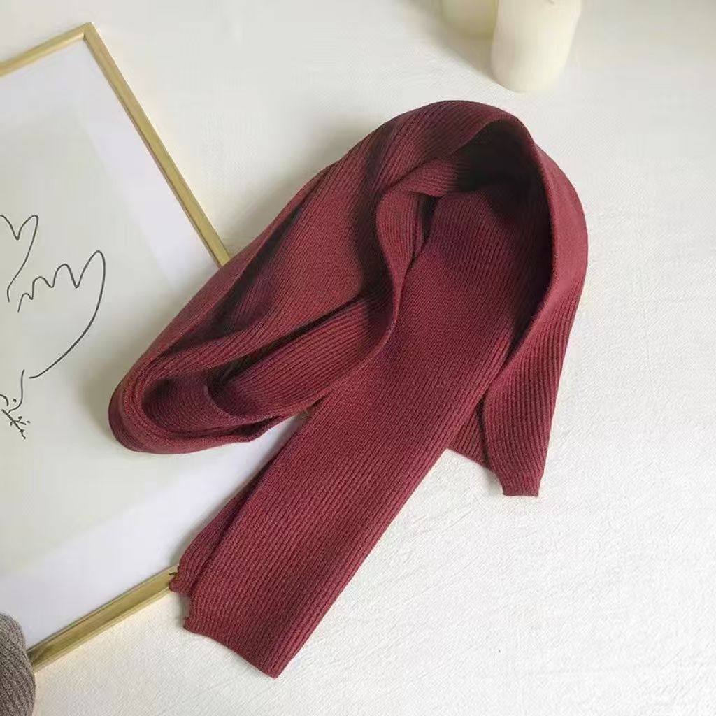 T216 warm winter scarf women spring autumn winter thick solid color wool knitted scarf Korean version