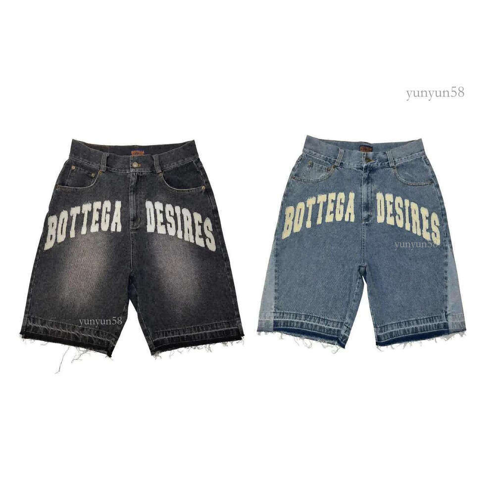 Men Black Blue Washed Denim Shorts Y2k Retro Letter Patchwork Summer Fashion Sand Casual Spliced Jorts Gym Sweatpants 240531