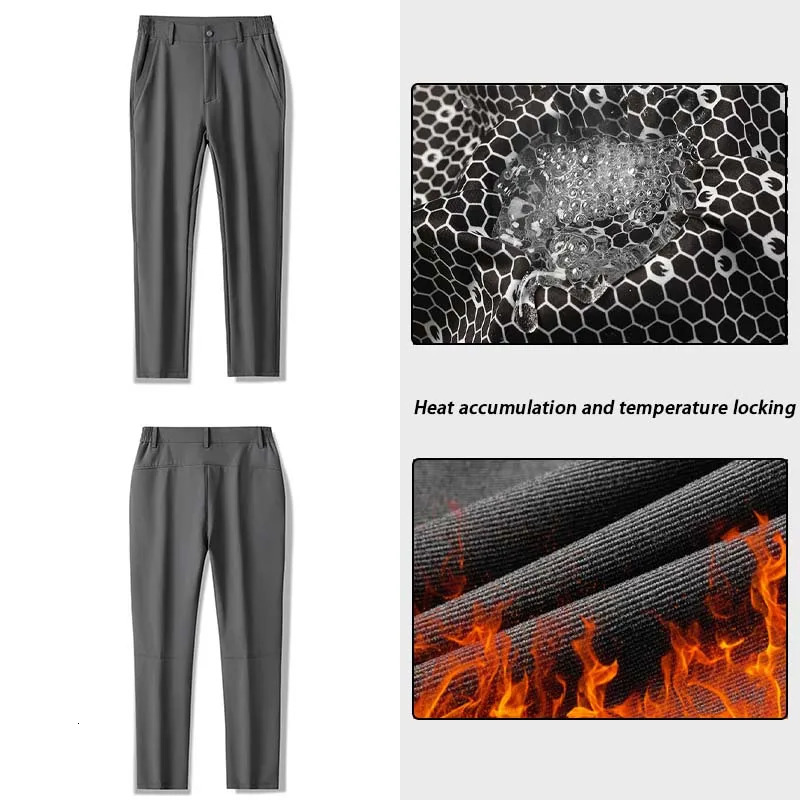Mens Winter Warm Padded Waterproof Pants Self-heating Waist Women Outdoor Sports Pants Wear Tear Resistant Casual Trousers 250227