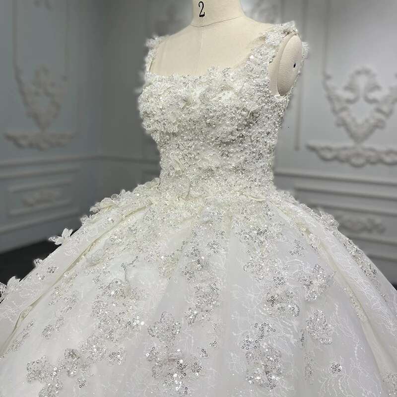 Modern For Women Bride Custom Organza Ball Gown Square Collar Wedding Dresses Appliques Robe Marriage