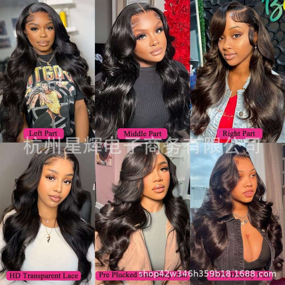 HD Front Lace Wig Front Female Hand Hook Big Wave Long Curled Hair Synthetic Headset Lace Wig Black