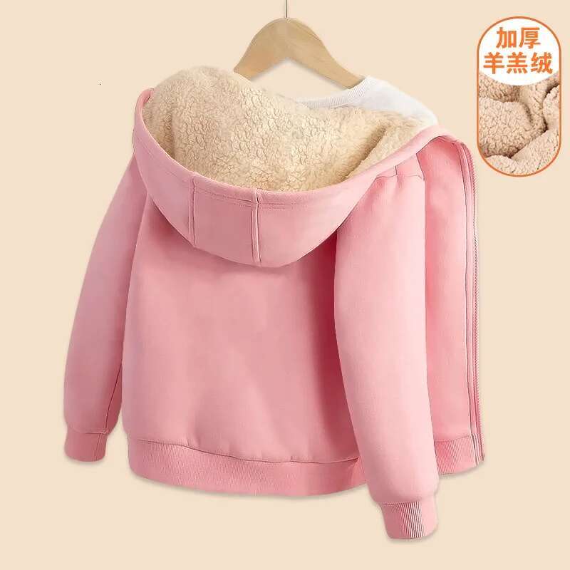 Ddmyshoesvip New Boys Girls Casual Jackets Kids Padded Thickened Lambwool Coats Children Warm Winter Hoodies Teenager Fashion Hooded Clothing