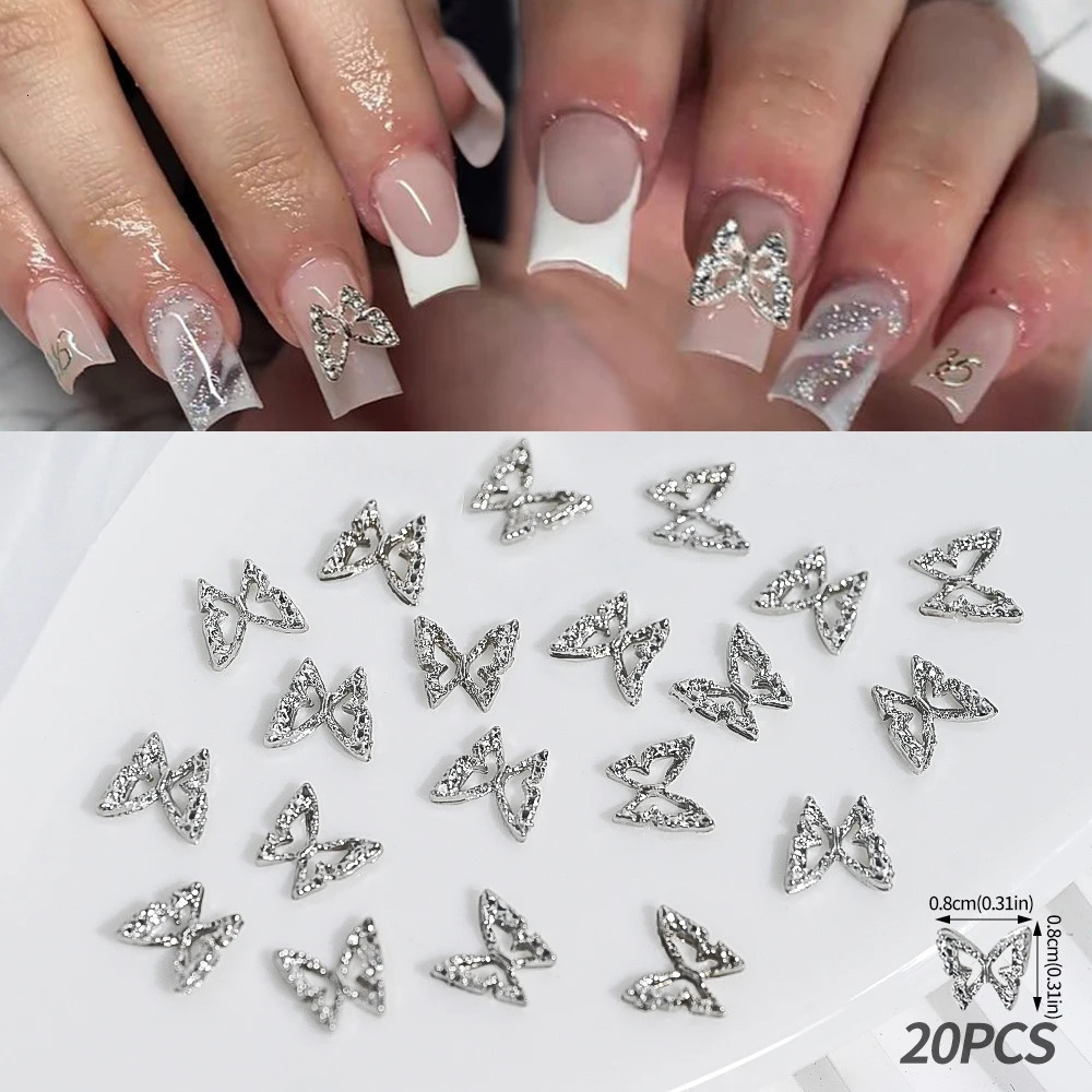 20 Sparkling Diamond Wings Hollow Butterfly Nails Charm 3D Shape Nail Gemstone Decoration Products 250217