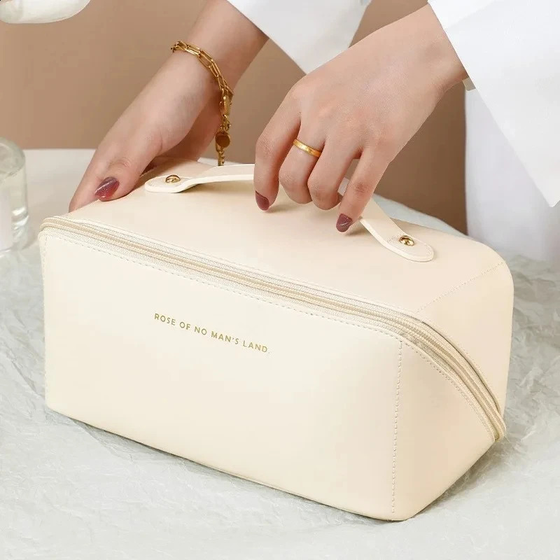Large-Capacity Travel Cosmetic Bag Portable PU Makeup Pouch Women Waterproof Bathroom Washbag Multifunctional Toiletry Kit 250227