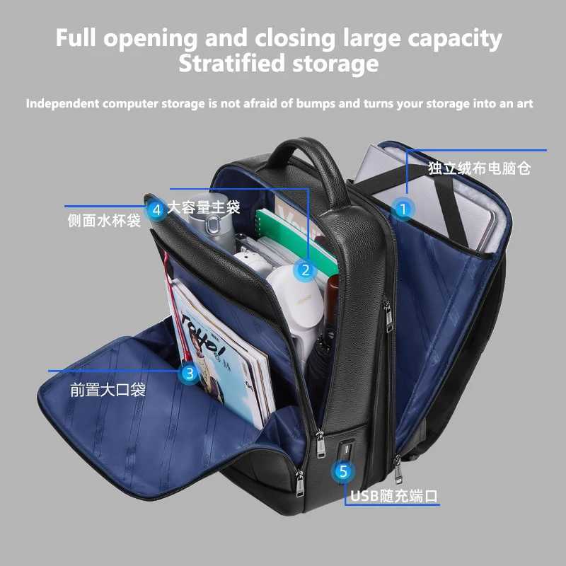 Leather Backpack Mens Laptop Bag Fashion Backpack Business Leisure Travel Cycling Bag Document Single-shoulder Briefcase Z250224