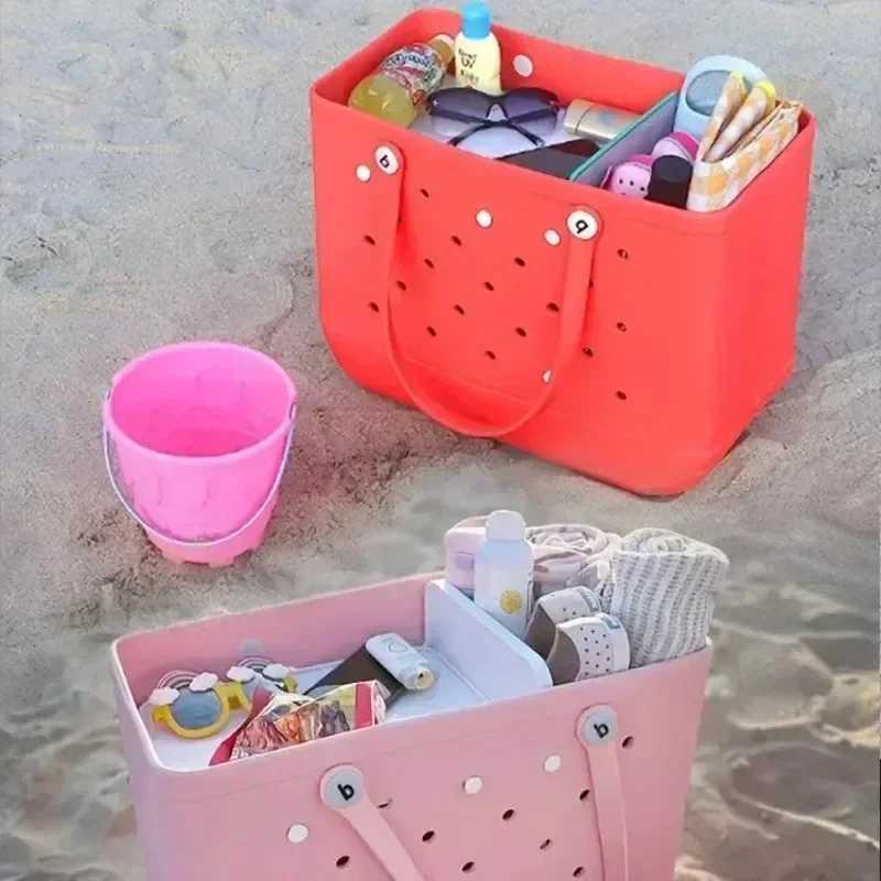 Rubber Women Bogg Bag Fashion Summer Pool Shoulder Handbag EVA Large Capacity Shopping Basket Female Pool Tote Beach Jelly BagC250228