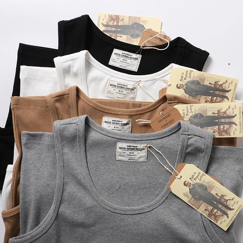 American Vintage Casual Heavyweight 280gsm 100% Cotton Pit Strip Sleeveless Vest Solid Stretch Tank Tops 24ss Y2k Cool 250226