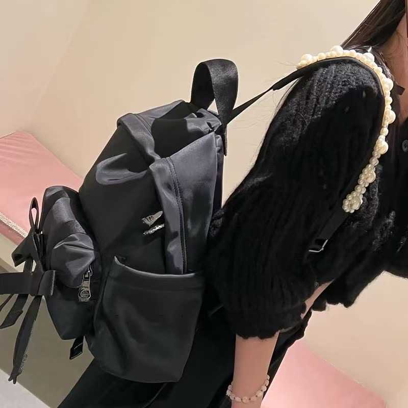 Instagram influencer spring/summer casual versatile pearl shoulder strap backpack, large capacity Japanese Korean women's bag 250215