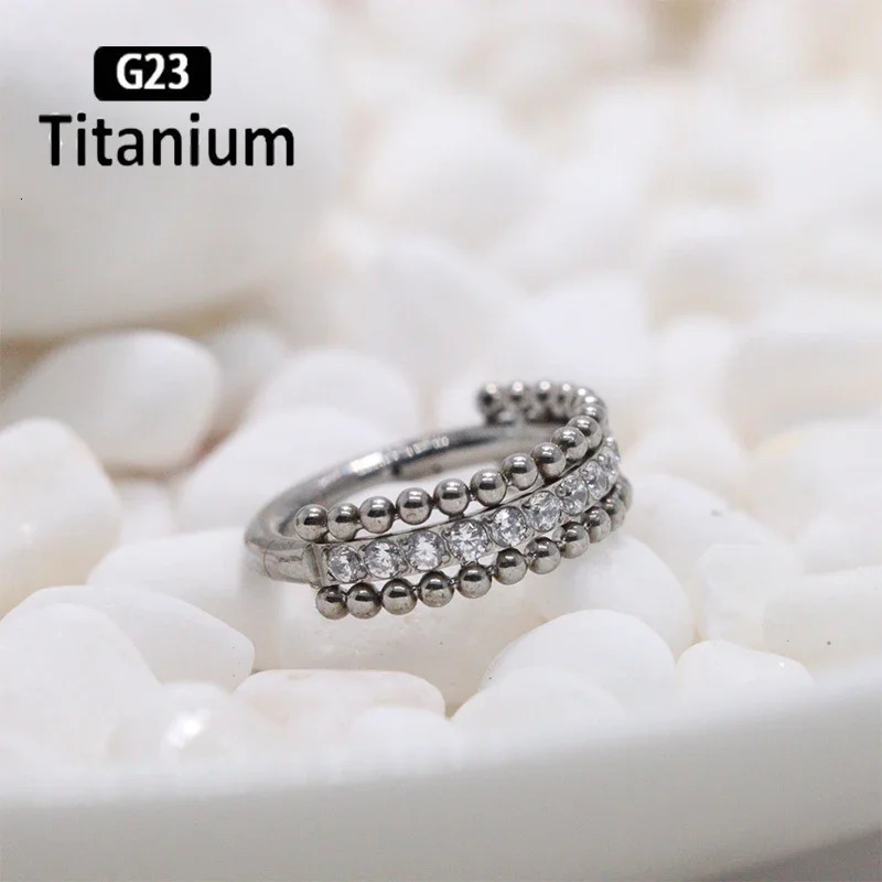 1PC G23 CZ Hoops Earrings Hinged Segment Rings Septum Clicker Nose Rings Helix Piercing Body Jewelry 1mm Ball 8/10/12mm 250227
