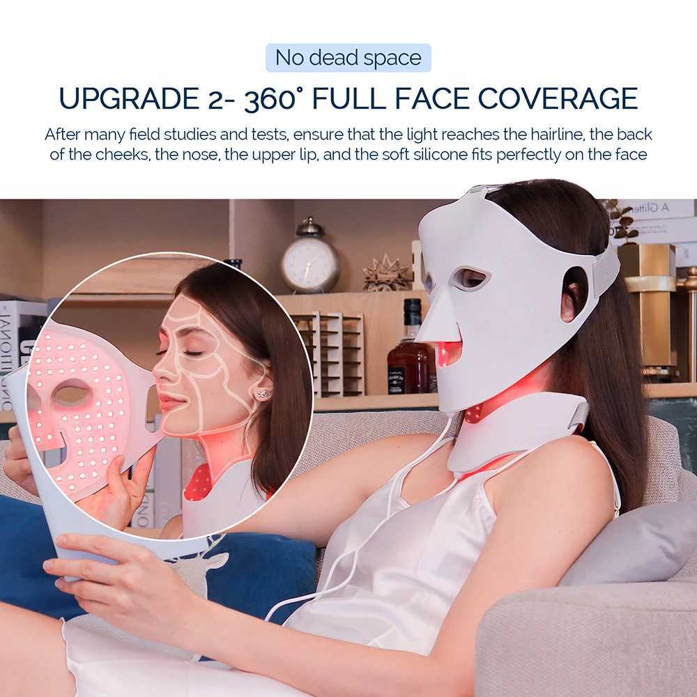 Face Neck Silicone LED Mask LED Light 7 Colors Photon Red Light Therapy Flexible Facial Beauty Mask Skin Care Anti-Ance W250228