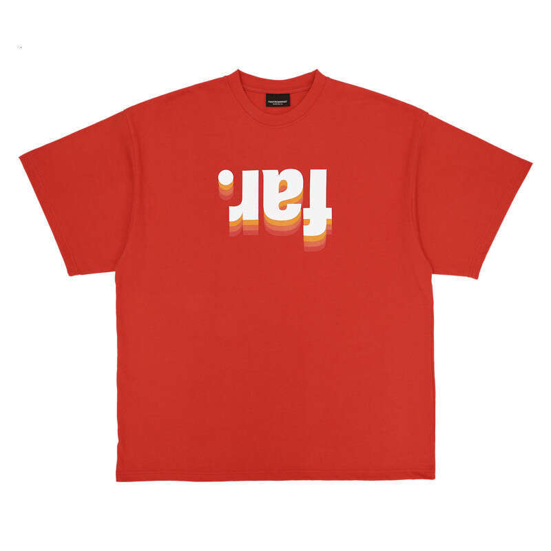 Far Archive Inverted Letter Star Print Small Trendy Brand Washed Vintage Vibe Style Short Sleeve T-shirt