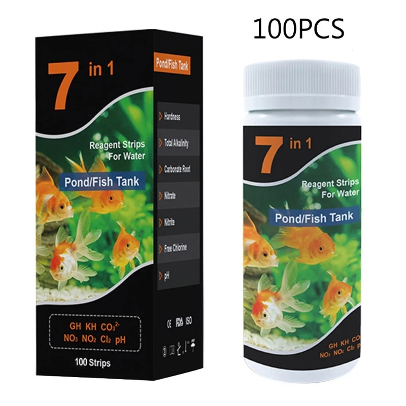 50100PCS 7 in 1 Aquarium Test Strips Fish Test Set Aquarium Water Test 250226