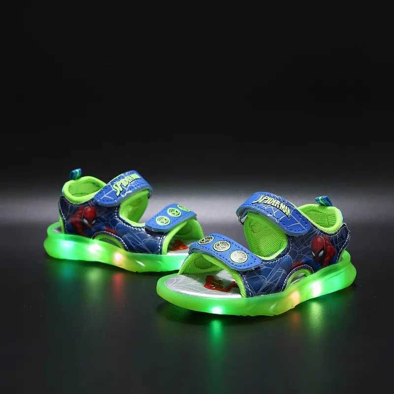 Children Sandals 2024 Summer New Baby Boys Fashion Sports Shoes Led Lighting Kids Beach Sandals Popular Brand W250228 z250513