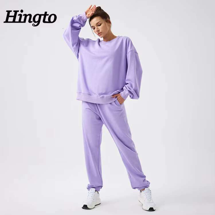 Custom Ladies Recycled Hoodies Joggers 2 Piece Set 100% Cotton Sweat Track Suits Jogging Sport Suit Women Tracksuits