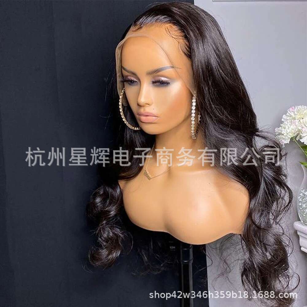 HD Front Lace Wig Front Female Hand Hook Big Wave Long Curled Hair Synthetic Headset Lace Wig Black