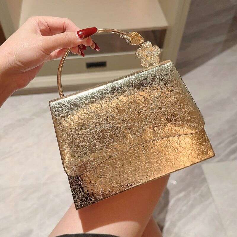 Women's Bags New Bright Leather Flap Dinner Banquet Gold Bracelet, Handbag, Evening Dress Bag, Party Bag