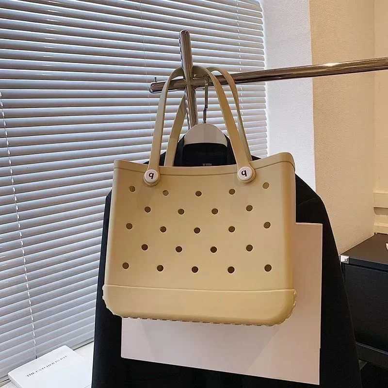 L/XL Beach Sac Bag Summer EVA Waterproof Travel Storage Basket Large Rubber Shoulder Handbag Women Shopping Beach JellyC250228