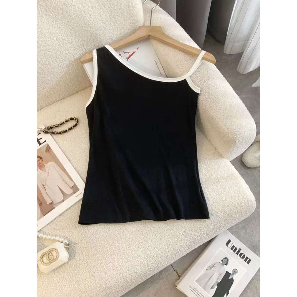 Spicy Girl Design With Irregular Slng Shoulder Suspender, Women's Spring And Summer New Slim Fit Base Vest