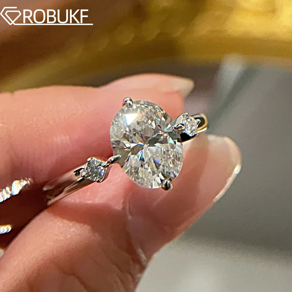 GRA Certified 2 Carat Engagement Ring For Women Sparkling Oval Cut Lab Diamond 925 Sterling Silver Wedding Party Band 250219