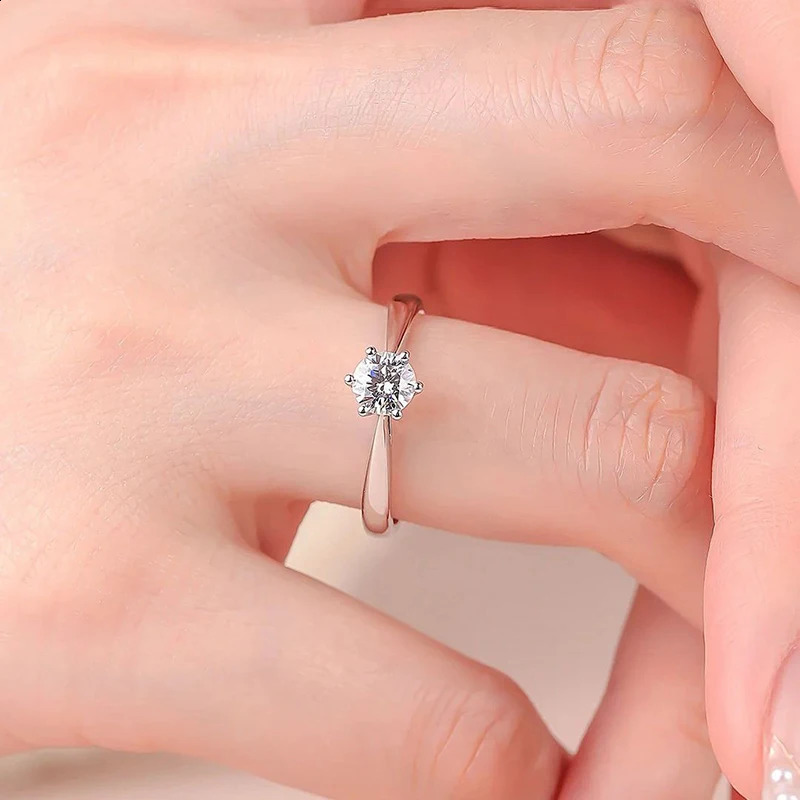 Smyoue 0.3/0.5/0.8/1/2/3CT GRA Certified Wedding Rings for Women Sparkling Gemstone 100% 925 Sterling Silver Jewelry 250219