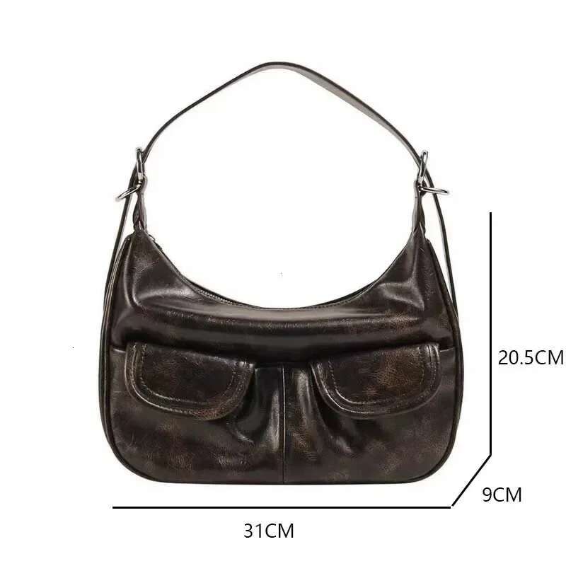 Vintage Coffee Shoulder Women Retro New Autumn Pocket Chic Casual Underarm Bag Female Hot Girls Y2k Bolsa Handbag