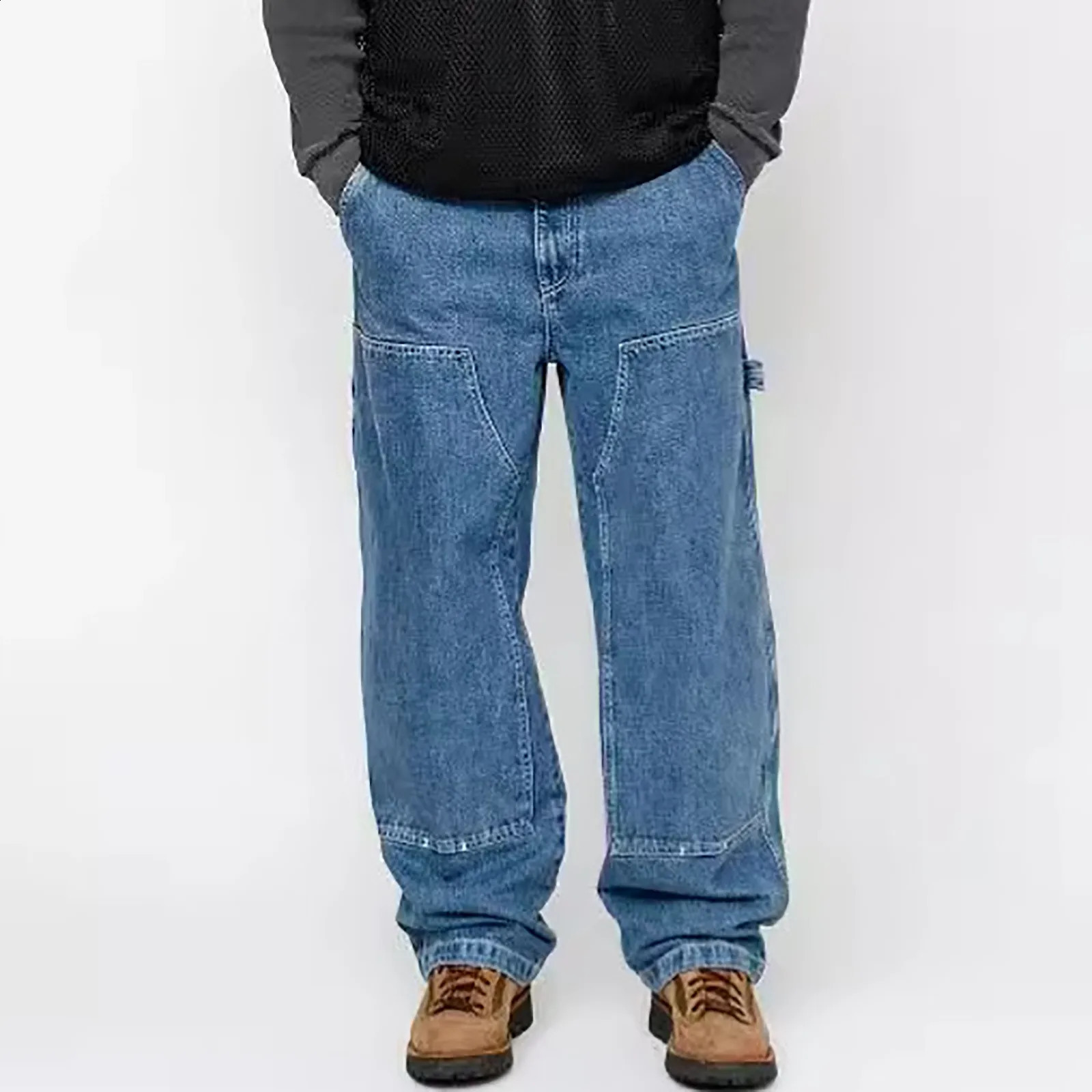 Mens loose pants retro comfortable straight leg Trouser trendy jeans exquisite trend minimalism Pantalones 250228Z