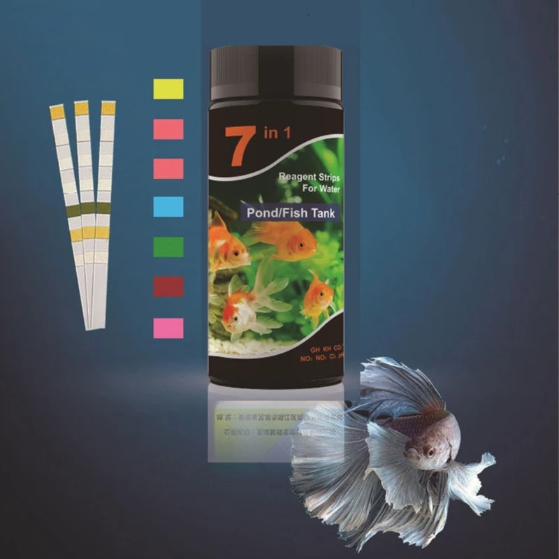 50100PCS 7 in 1 Aquarium Test Strips Fish Test Set Aquarium Water Test 250226
