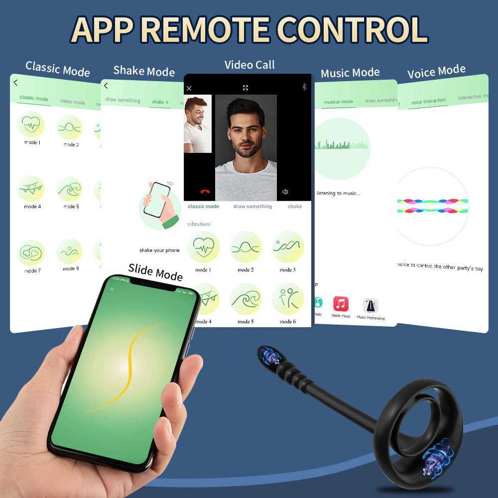 APP Remote Control Cockring Ring Vibrator for Men Testicle Massage Prostate Stimulation Anal Butt Plug Masturbator Adult Sex Toy W250618