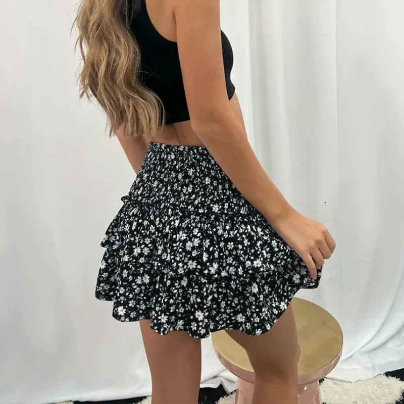 Women leopard print mini skirt high waisted elastic clothing A-cut Y2K style summer 250227