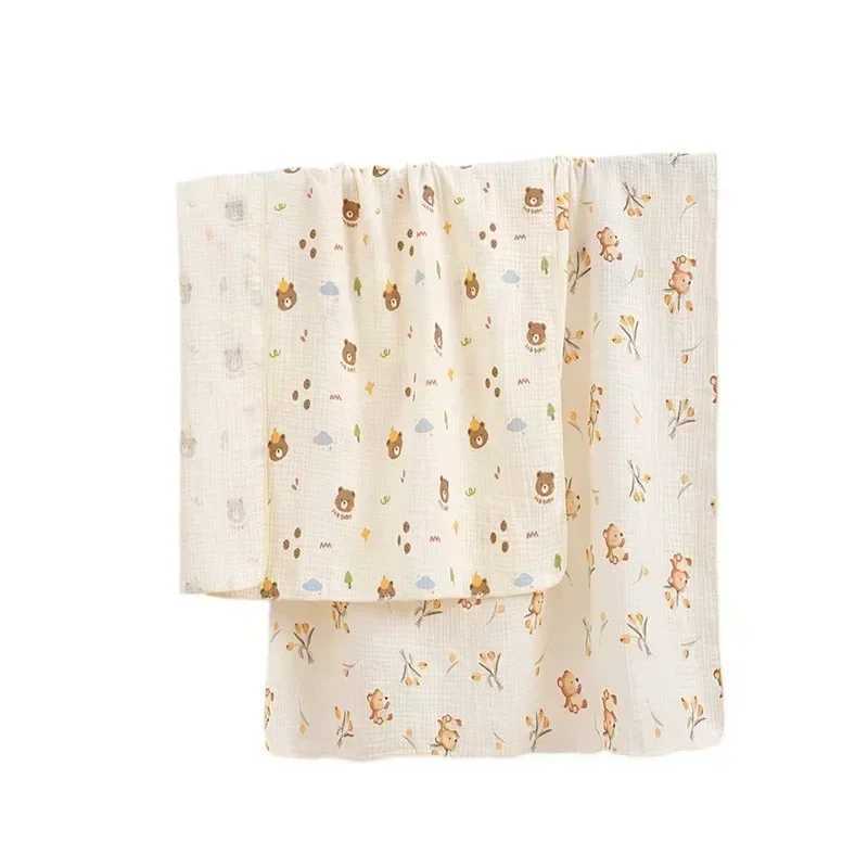 Ins Baby Newborn Swaddling Infant Cotton Gauze Bath Towel Animal Flowers Soft Stroller Blanket Muslin Diaper Wrap Cloth Z250228