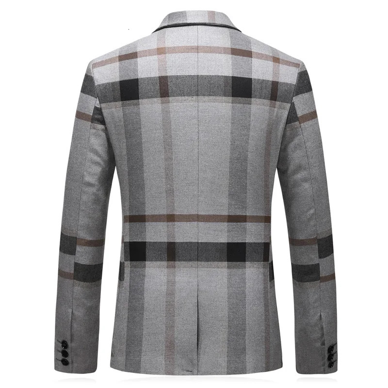 Mens Wedding Plaid Blue Gray Blazers Jacket Pants Vest 3 Pcs Set Slim Fit Business Tuxedo Dress Classic Formal Suits Coat 250224