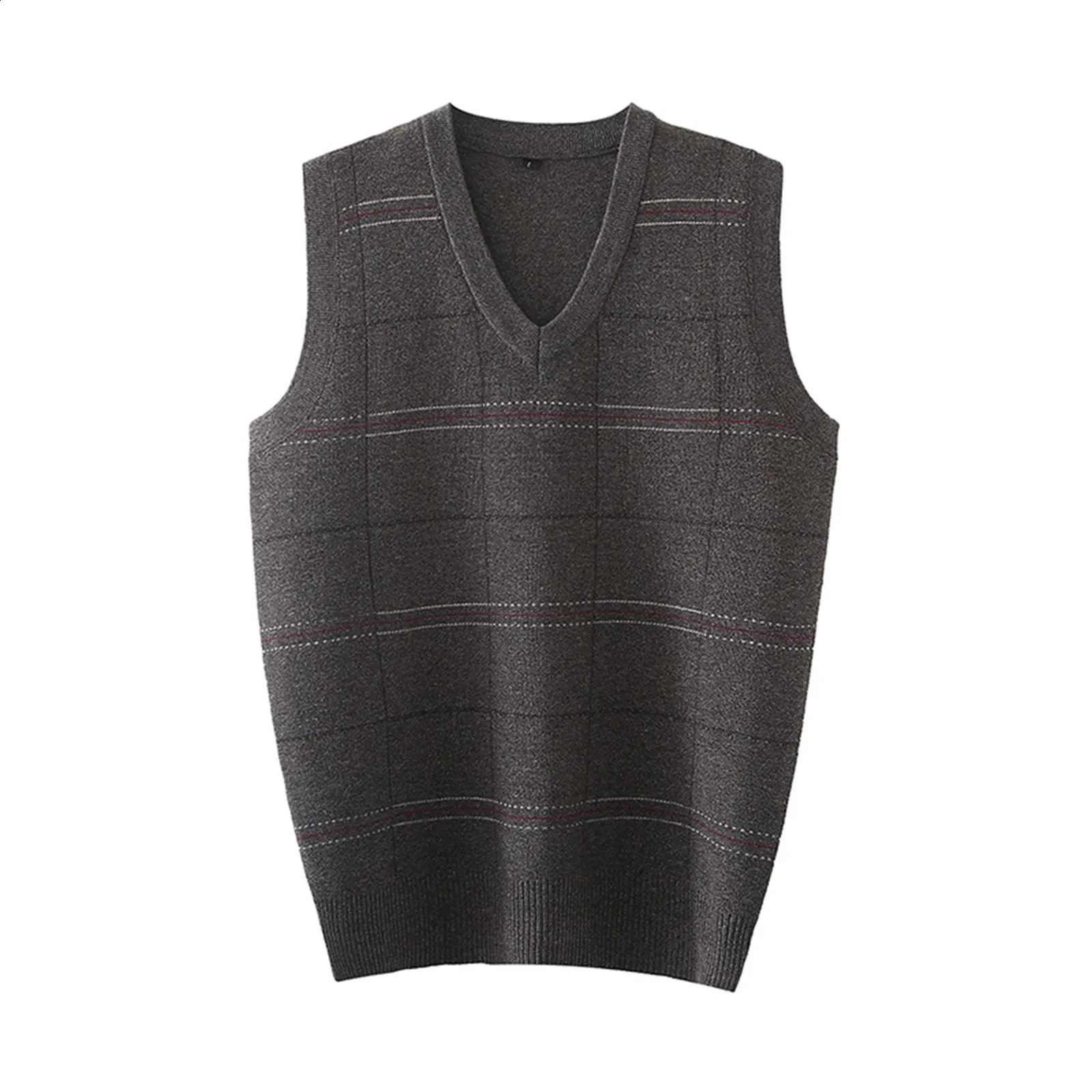 Mens Autumn Winter Casual Fashion V Neck Sleeveless Knit And Thickened Thermal Vest Sweater Loose 250228Z