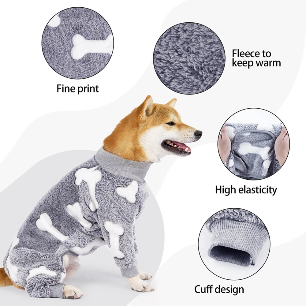 Four Legs Dog Pajamas Puppy Fleece Winter Warm Dog Jumpsuit Cute Pet Clothes Onesies For Medium Large Dogs Labrador Coat 250226