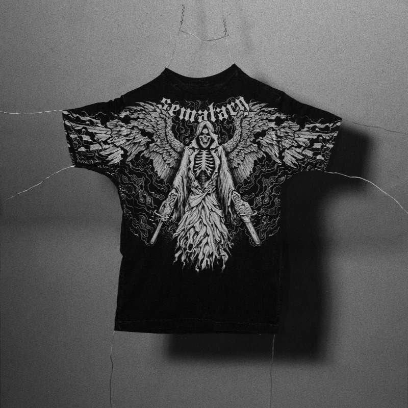 Y2K Gothic T Shirt Haunted Mound Ghost Skull Pattern Streetwear Men Women Harajuku Hip Hop Vintage Unisex Cotton Short Sleeve 250225