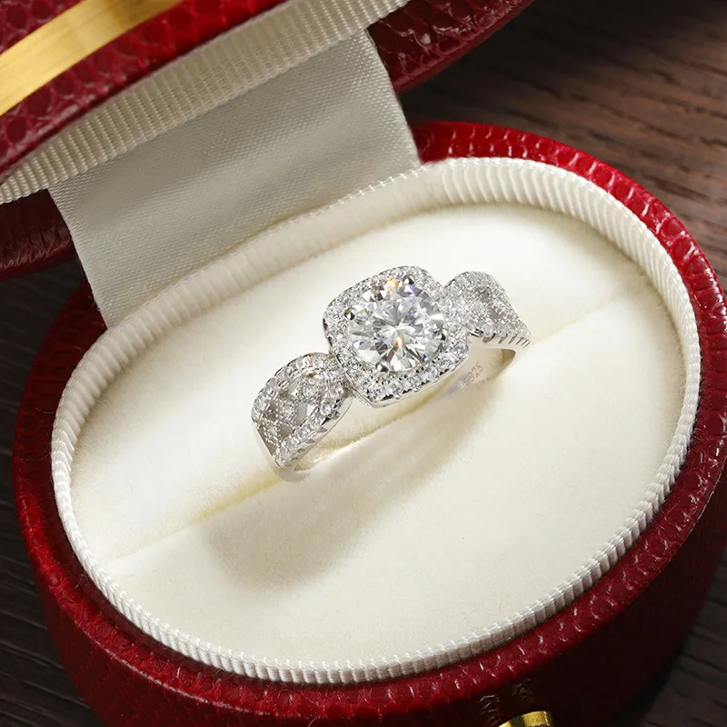 KNOBSPIN 1ct D Color Ring for Women GRA Certified Lab Diamond Engagement Wedding Band 925 Sterling Silver Ring 250219