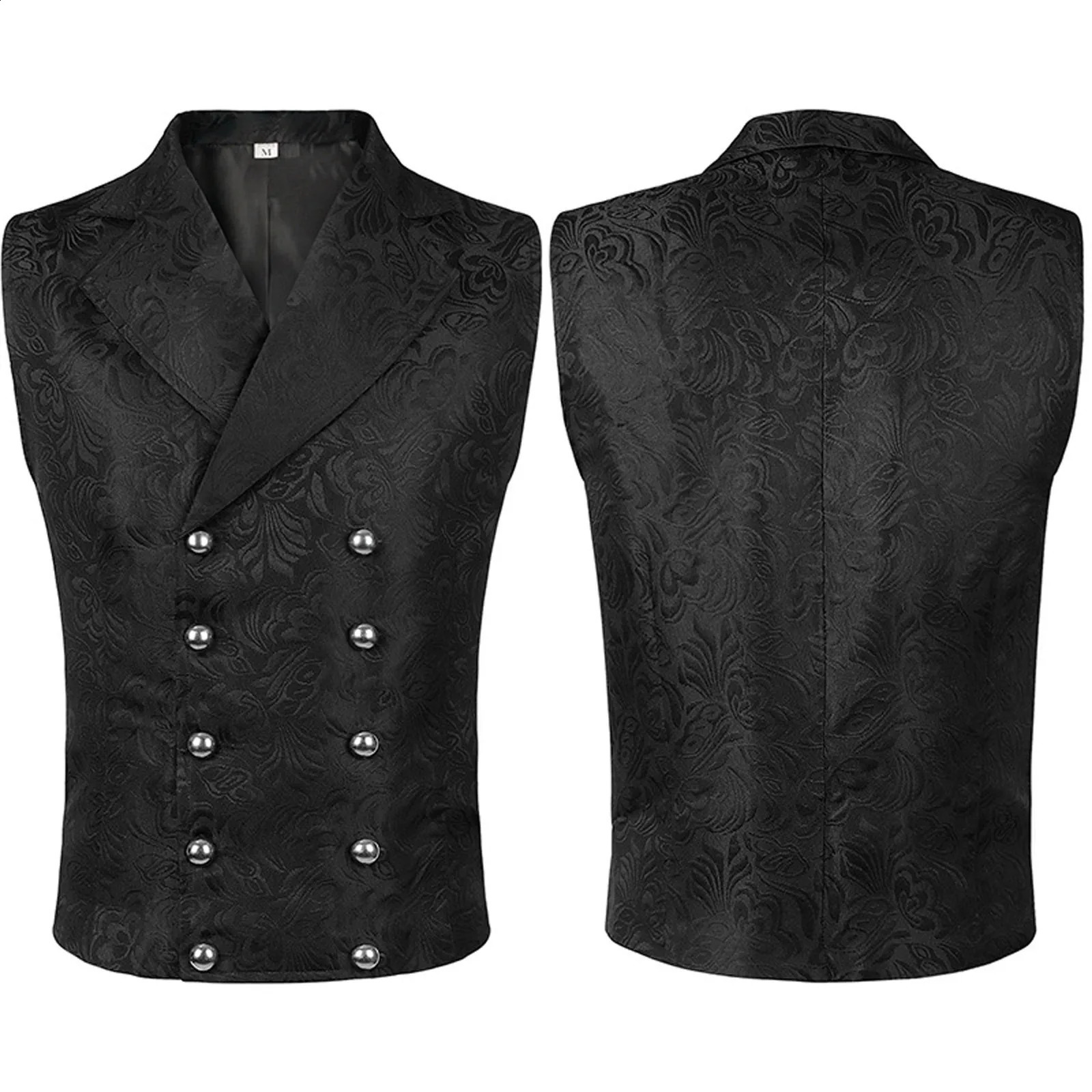 Mens retro ultrathin medieval vest punk jacket roleplaying clothing sleeveless lapel coat Renaissance waist 250228Z