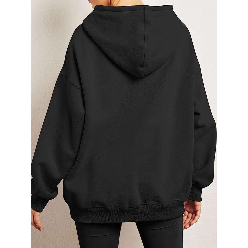 2024 Spring And Autumn New Style Women's Hoodies Casual Pocket Tops Loose Fit Trendy Sweater Cotton
