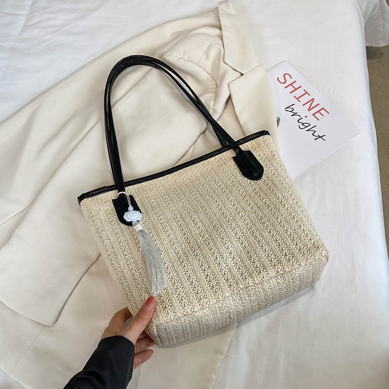Summer leisure large capacity grass women's 2025 new versatile beach fashionable woven single shoulder tote bag #swissmilitary