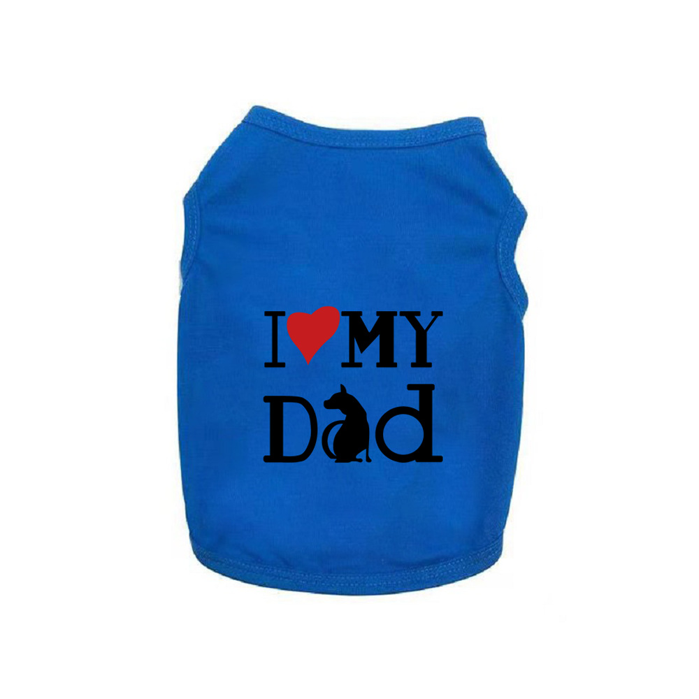 Cozy Sleeveless Dog Clothes, Soft, Lightweight, and Breathable Cotton Dog Shirt with I LOVE MY DAD Print, Tank Top for Small, Medium, and Large Breeds