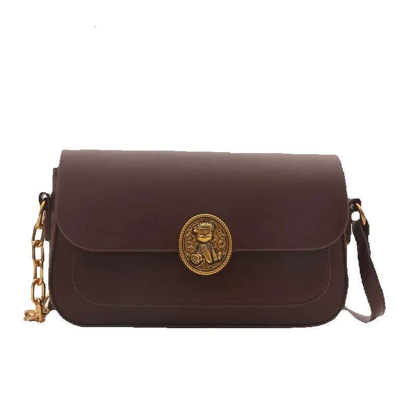 Vintage Solid Color Shoulder Fashion With Cover Girls Underarm Fine Buckle Design Ladies Bag Metal Decoration PU M