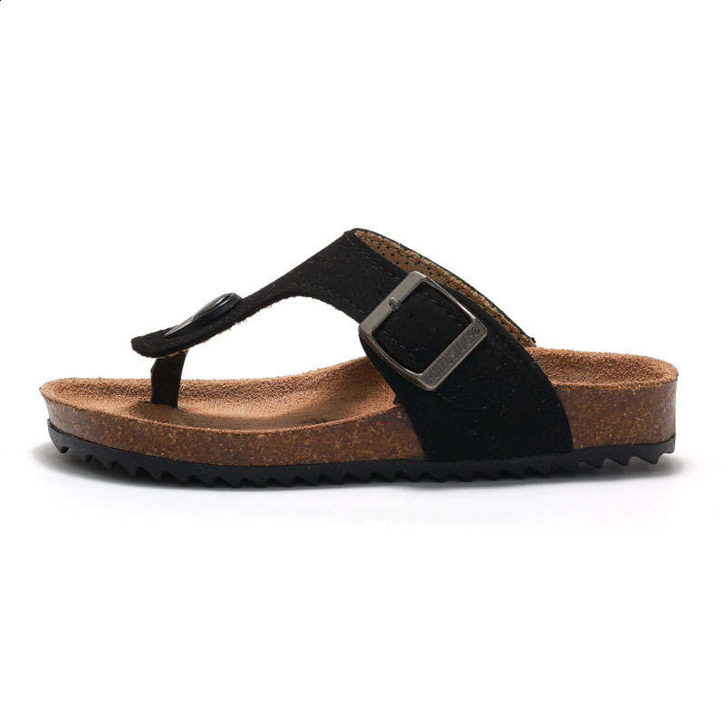 2025 Spring/Summer Childrens and Girls Cork Slippers Boken Slippers One Word Drag Flip flops Trendy Beach Korean Version Leg Clamp240323