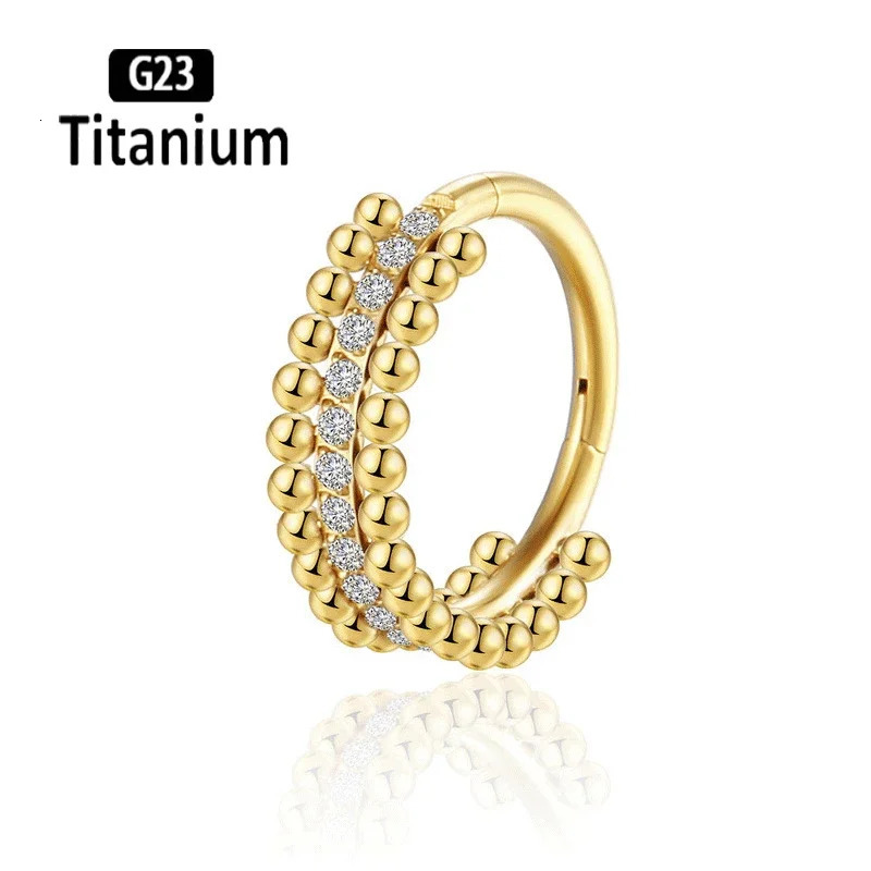 1PC G23 CZ Hoops Earrings Hinged Segment Rings Septum Clicker Nose Rings Helix Piercing Body Jewelry 1mm Ball 8/10/12mm 250227