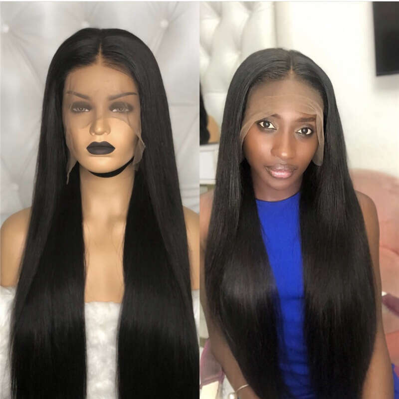 HD Front Lace Wig Female Forehead Wig Lace Hand Hook Wigs Black Mid Split Long Straight Synthetic Headset