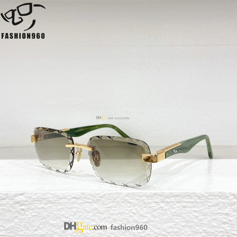 Diamond cutting rimless designer mens sunglasses for women luxuty metal temple Spring frames anti blue light UV400 protection des lunettes de soleil Z131