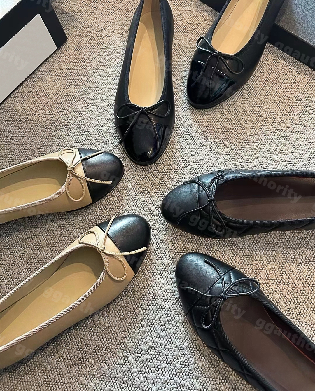 Designer shoes Paris Brand designer Black Ballet Flats Shoes Women Quilted Genuine Leather Slip on Ballerina Luxury Round Toe Ladies Dress Shoes Slingbacks