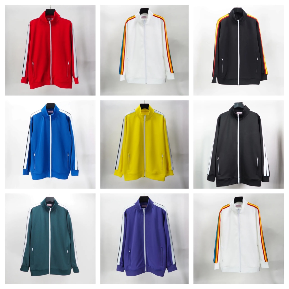 designer sportswear mens activewear jacket Trendy Brand Men's outerwear & Coats Fashion clothing Rainbow Stripe workout clothes Palm Tree Retro Sports Jacket spring