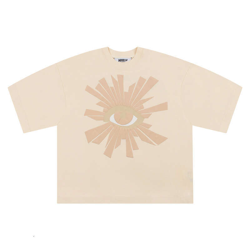 Small and trendy House of Errors Truth Eye Foam Printed Vibe Feng Shui Washed Old Short sleeved T-shirt